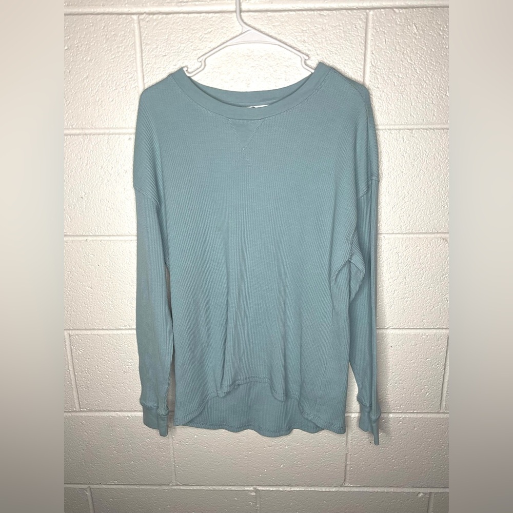 < “Seven7” Light Blue Waffle Knit Long Sleeve > - Picture 1 of 3